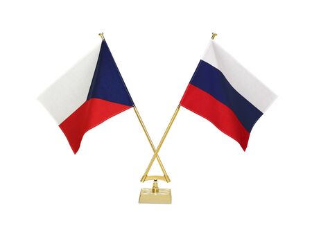 Two crossed national flags on white backgroundの写真素材