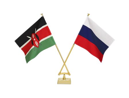 Two crossed national flags on white backgroundの写真素材