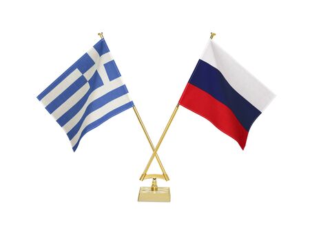 Two crossed national flags on white backgroundの写真素材