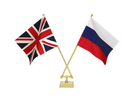 Two crossed national flags on white backgroundの写真素材