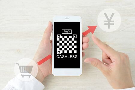 Cashless payment on smartphoneの写真素材