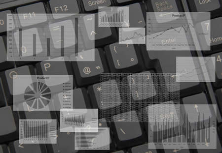 Keyboard and business chart backgroundの写真素材