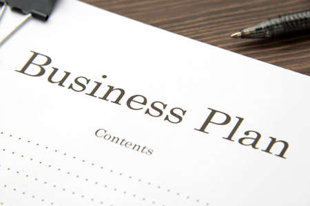 Business plan placed at the desk
