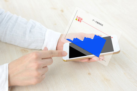 Confirmation image of data usage of smartphoneの写真素材