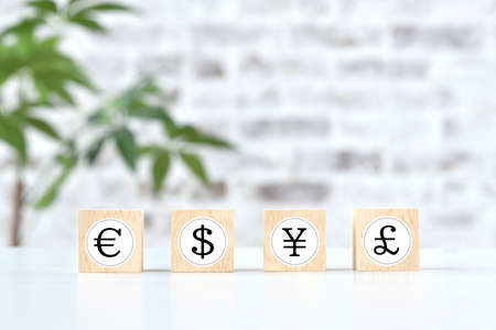 Various currency symbols, including the circle symbolの写真素材