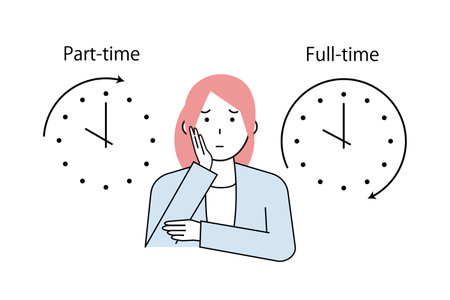 Women wondering whether to work full-time or part-timeのイラスト素材