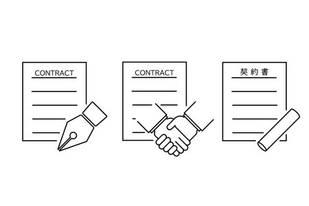 Line art icon set for contractsのイラスト素材