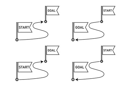 An illustration depicting the path from start to finishのイラスト素材