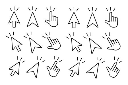 Various angle pointer and cursor icon setのイラスト素材