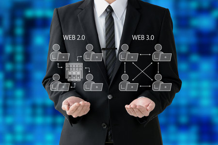 A businessman comparing WEB2.0 and WEB3.0の写真素材