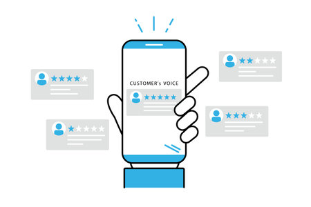 Illustration showing customer reviews posted on a smartphoneのイラスト素材