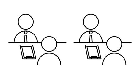 Pictogram of a businessman having a meeting with a customerのイラスト素材