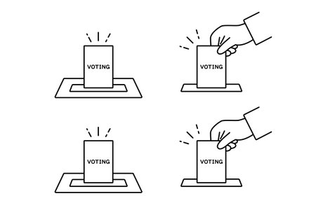 Icon set depicting election voting and votingのイラスト素材