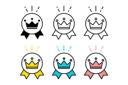 Illustration of a crown emblem in various color schemesのイラスト素材