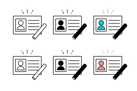 Identification card and stamp icons in various color schemesのイラスト素材