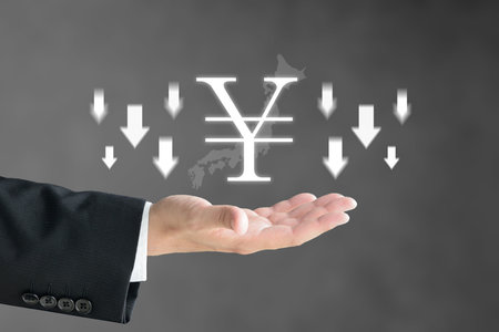 Image showing the decline in the value of the Japanese yenの写真素材