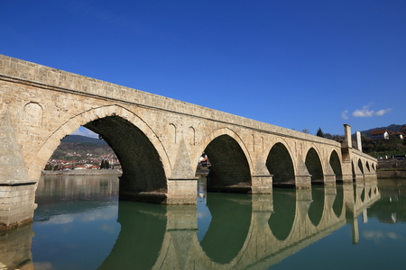 Mehmed Pasa Sokolovic Bridge in Visegradの写真素材