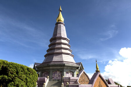 Temple in the Doi Inthanon National Park, Chiang Mai, Thailandの写真素材