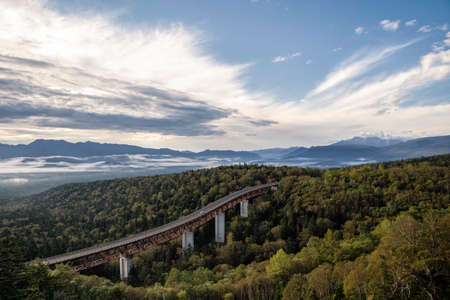 Scenic Montain Pass of Mikuni in Hokkaido Japanの写真素材