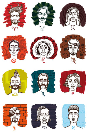 12 signs of the Zodiac in personsのイラスト素材