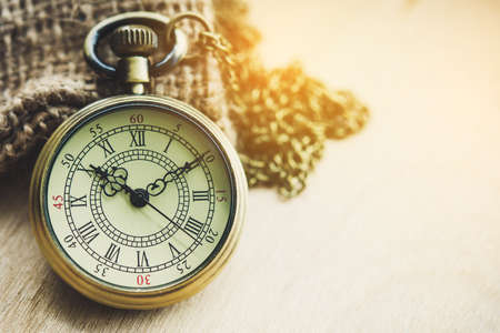 The concept of time - pocket watch sack in the morning