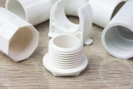 Electric pipe PVC on table.の写真素材