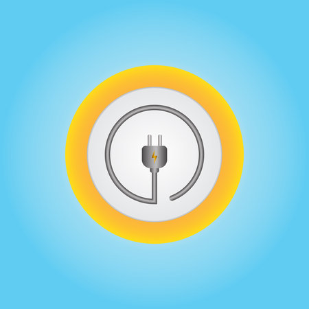 power button web icon on blue background.のイラスト素材