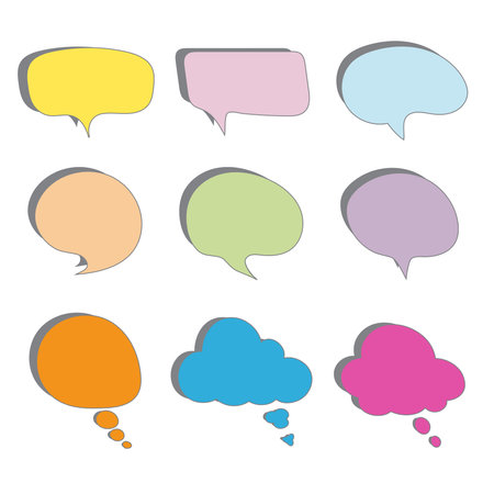 Vector bubbles speech set pastel color, hand drawn.のイラスト素材