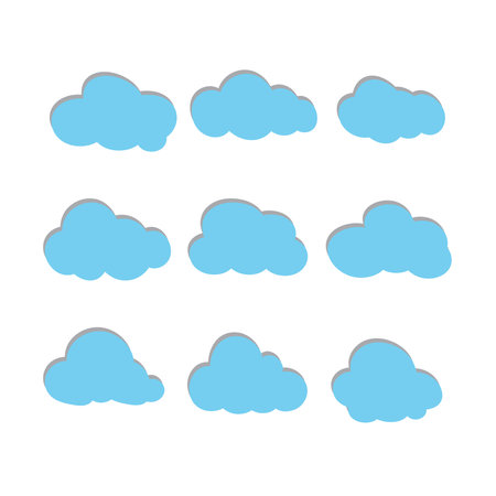 Cloud. Abstract blue cloudy set isolated on white background. Vector illustration.のイラスト素材