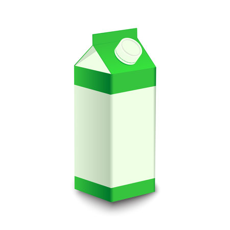White box package template with green girdle for juice or milk.のイラスト素材