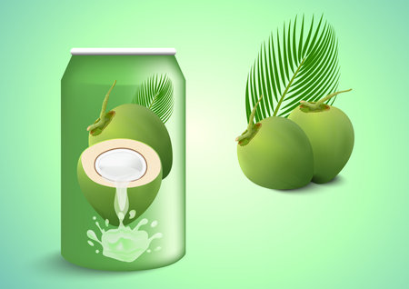 Coconut and design of coconut package and juice.のイラスト素材