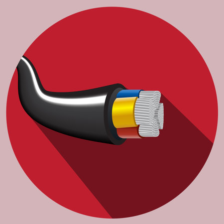 Closeup of electrical wire vector on red background.のイラスト素材