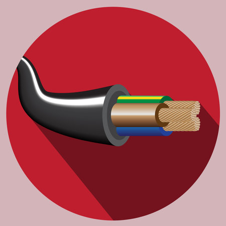 Closeup of electrical wire vector on red background.のイラスト素材