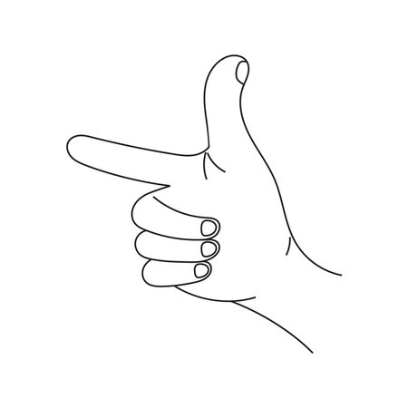 Hand gestures. Point your finger to the left. line vector illustration on a white background.のイラスト素材