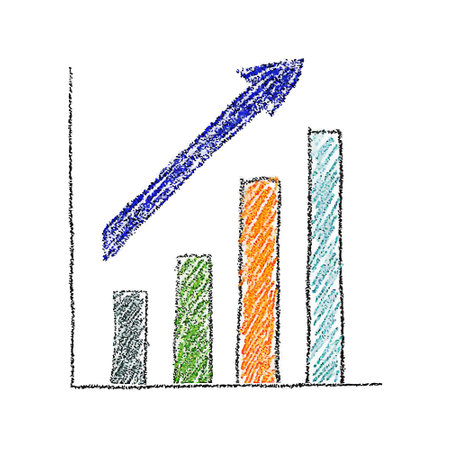 Vector chart icon. Graph growing up, movement, growth, progress, leap.のイラスト素材
