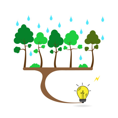 alternative clean energy concept electric power from nature renewable energy source with illustration.のイラスト素材