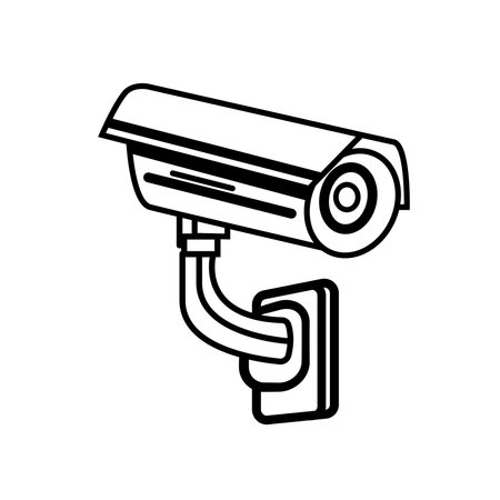 Security camera. CCTV surveillance system. Monitoring, guard equipment, burglary or robbery prevention. Vector illustration isolated on white background.のイラスト素材