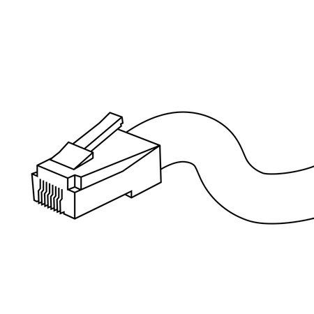 RJ45 Connector. Vector outline illustration.のイラスト素材