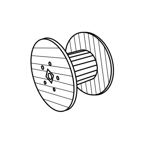 Cable drum isolated on a white background. Wooden coil for electric cable. Vector illustration.のイラスト素材