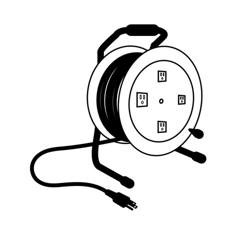 A cable drum with rolled up cable and plug. Vector illustration EPS10.のイラスト素材