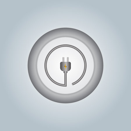 3d electric power charge charging energy on off push icon. Lightning symbol for website, mobile app, UI UX.のイラスト素材