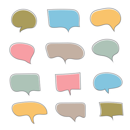 Vector bubbles speech set pastel color, hand drawn.のイラスト素材
