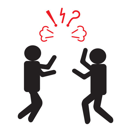 Fighting people icon vector. Linear style sign for mobile concept and web design. Fighting people symbol illustration. Pixel vector graphics - Vectorのイラスト素材