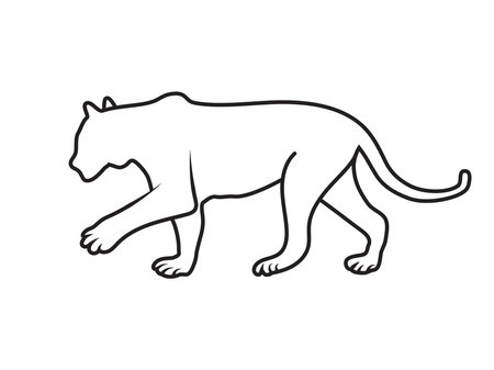 Tiger logo sign emblem pictogram on white background. Linear icon vector illustration EPS 10. Editable stroke.のイラスト素材