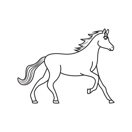 Icon linear horse stand on white background. Vector illustration EPS 10. Editable stroke.のイラスト素材