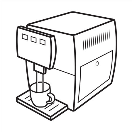 Coffee machine Kitchen appliances. Icon in thin line style. Vector illustration EPS 10. editable stroke.のイラスト素材