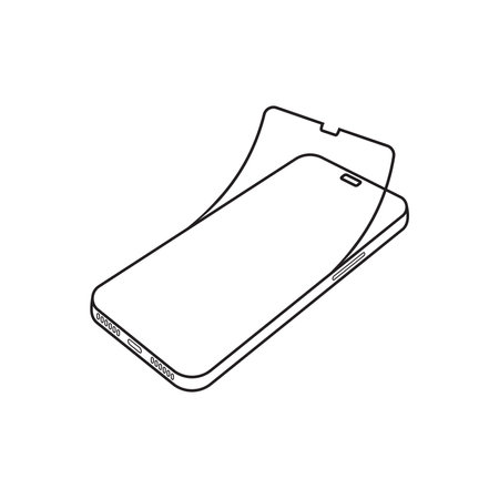 Phone protective film icon. Outline Phone protective film vector icon for web design isolated on white background. Vector illustration EPS 10. editable stroke.のイラスト素材