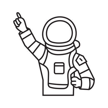 Astronaut thumbs up travels to the moon. icon flat style. vector illustration EPS 10. editable stroke.のイラスト素材