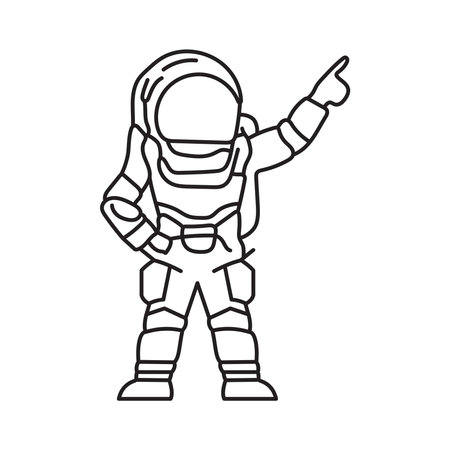 Astronaut thumbs up travels to the moon. icon flat style. vector illustration EPS 10. editable stroke.のイラスト素材