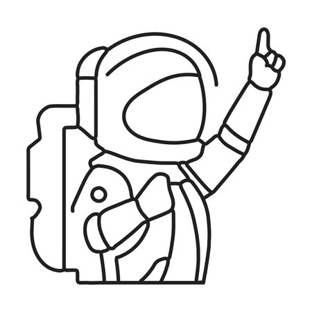 Astronaut thumbs up travels to the moon. icon flat style. vector illustration. editable stroke.のイラスト素材
